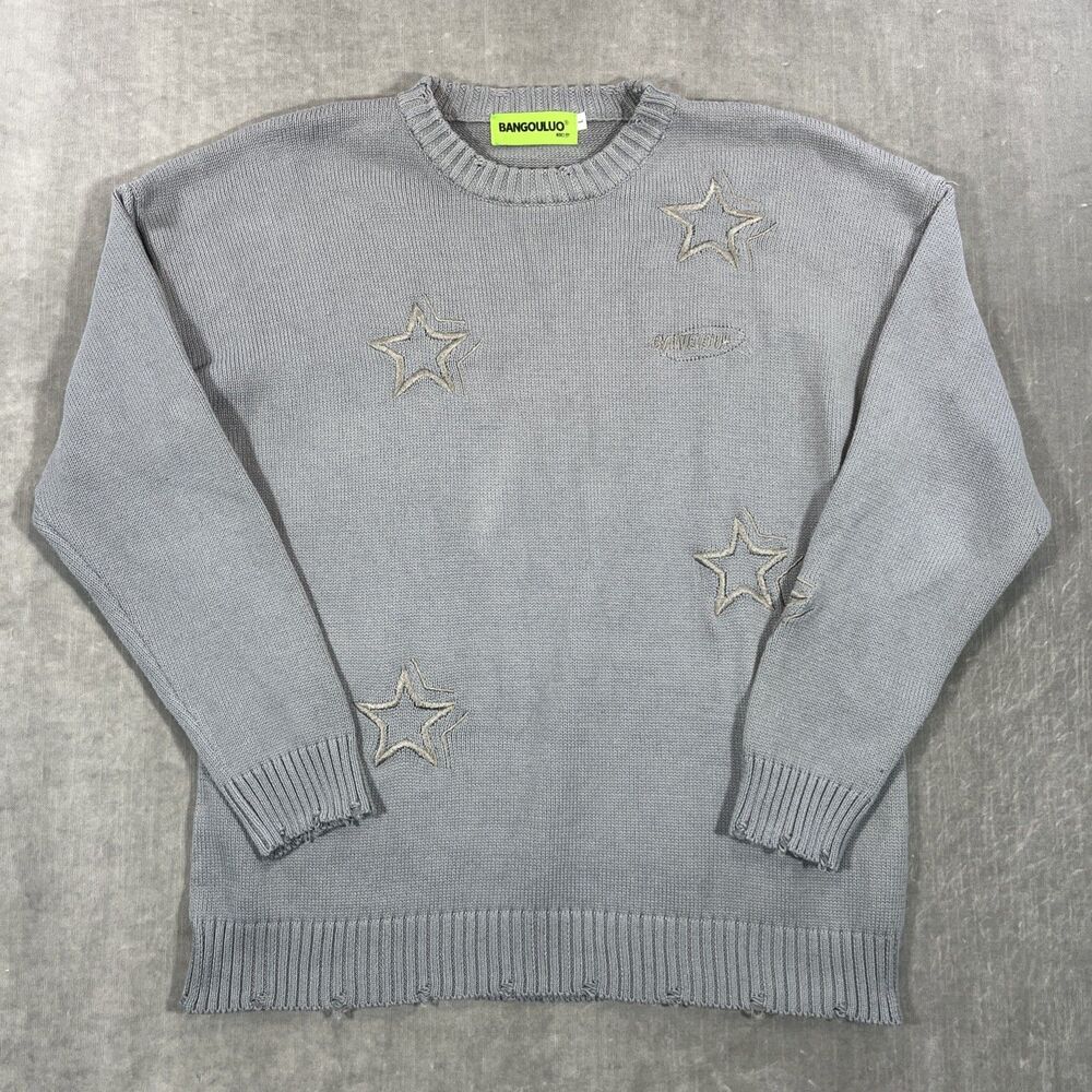 Bangouluo Womens Large‎ Gray Star Sweater